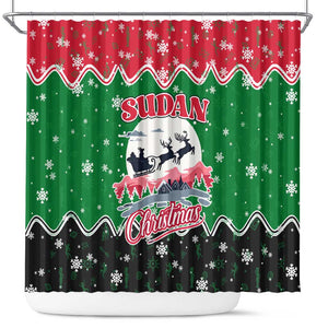 Sudan Christmas Shower Curtain Red Green Black Xmas Santa Sleigh and Map - African Pride