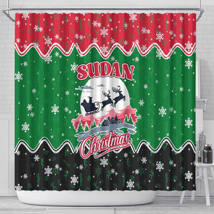 Sudan Christmas Shower Curtain Red Green Black Xmas Santa Sleigh and Map - African Pride