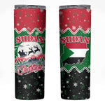 Sudan Christmas Skinny Tumbler Red Green Black Xmas Santa Sleigh and Map - African Pride