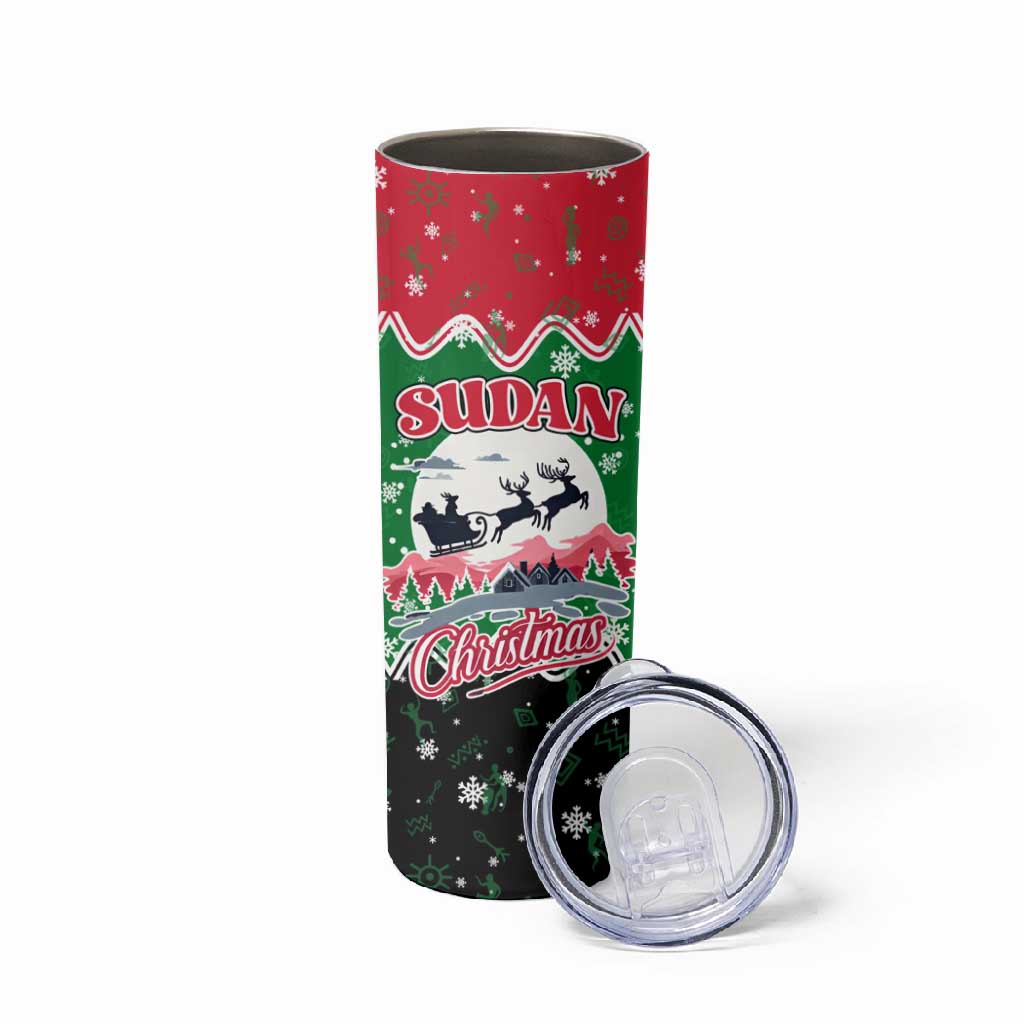 Sudan Christmas Skinny Tumbler Red Green Black Xmas Santa Sleigh and Map - African Pride
