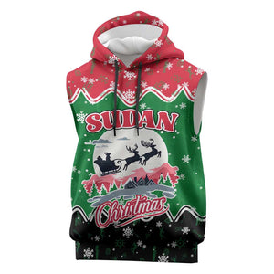Sudan Christmas Sleeveless Hoodie Red Green Black Xmas Santa Sleigh and Map - African Pride
