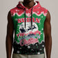 Sudan Christmas Sleeveless Hoodie Red Green Black Xmas Santa Sleigh and Map - African Pride