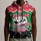 Sudan Christmas Sleeveless Zip Hoodie Red Green Black Xmas Santa Sleigh and Map - African Pride