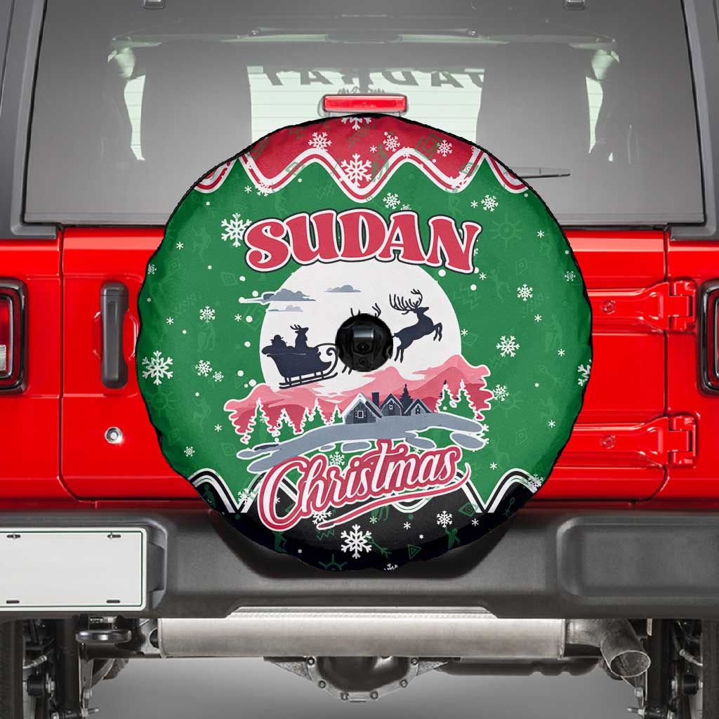 Sudan Christmas Spare Tire Cover Red Green Black Xmas Santa Sleigh and Map - African Pride