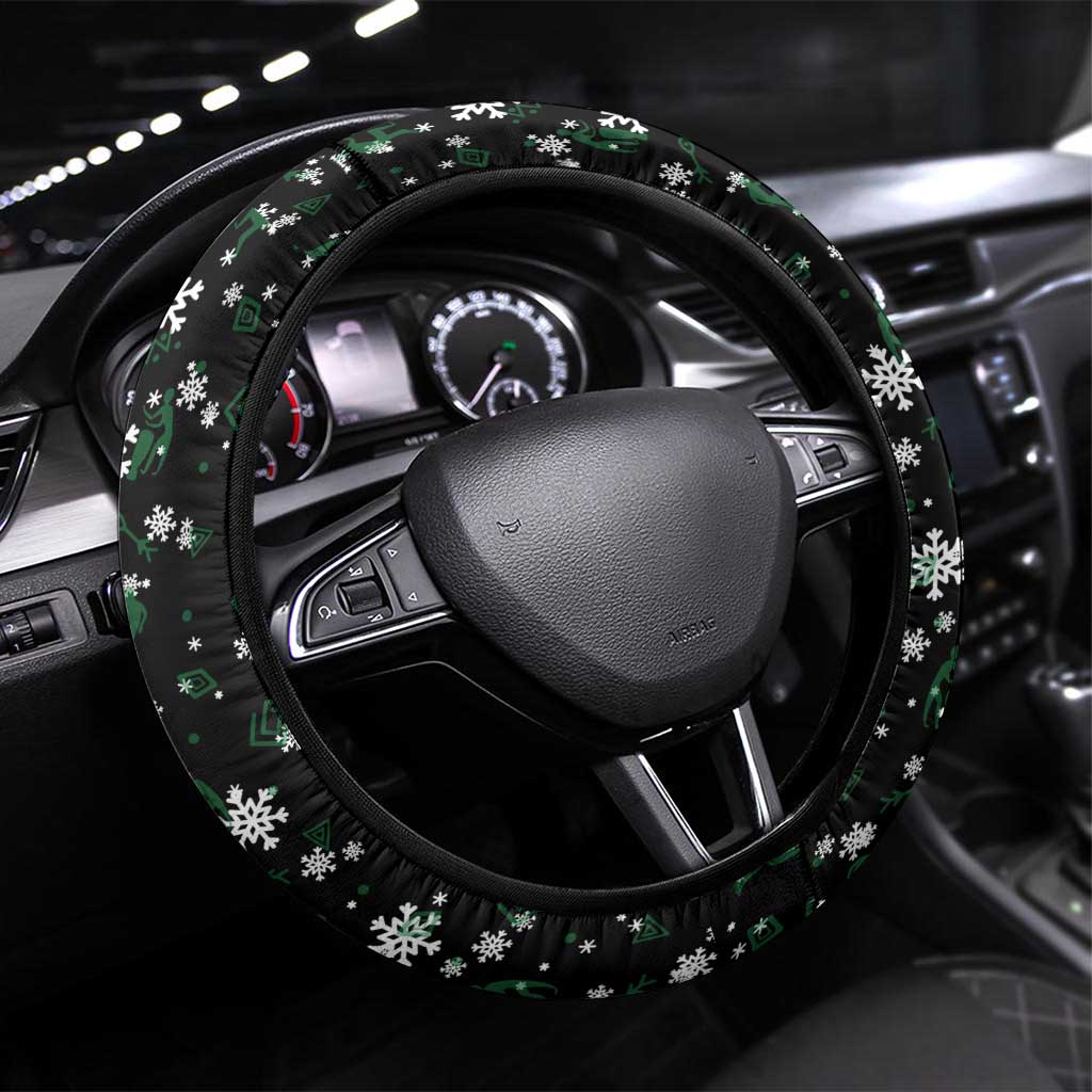 Sudan Christmas Steering Wheel Cover Red Green Black Xmas Santa Sleigh and Map - African Pride