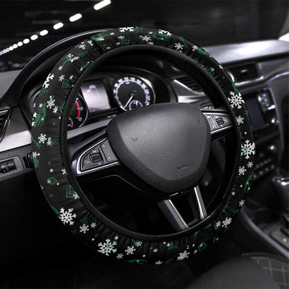 Sudan Christmas Steering Wheel Cover Red Green Black Xmas Santa Sleigh and Map - African Pride