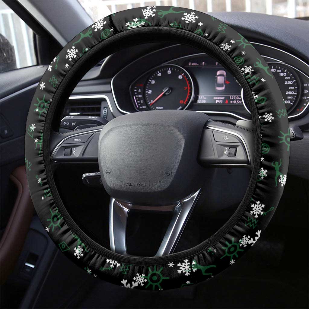 Sudan Christmas Steering Wheel Cover Red Green Black Xmas Santa Sleigh and Map - African Pride