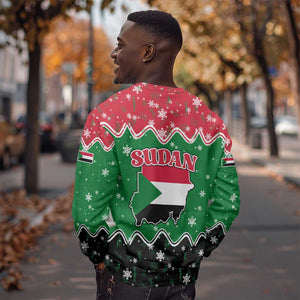 Sudan Christmas Sweatshirt Red Green Black Xmas Santa Sleigh and Map - African Pride