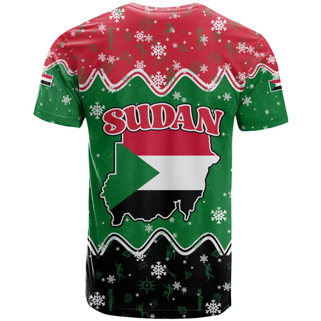 Sudan Christmas T shirt Red Green Black Xmas Santa Sleigh and Map - African Pride