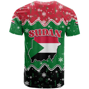 Sudan Christmas T shirt Red Green Black Xmas Santa Sleigh and Map - African Pride