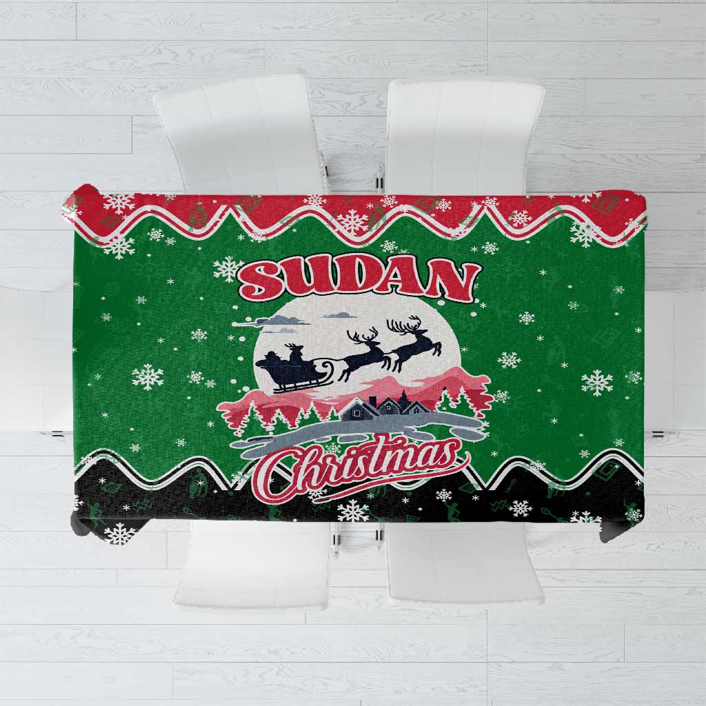 Sudan Christmas Tablecloth Red Green Black Xmas Santa Sleigh and Map - African Pride
