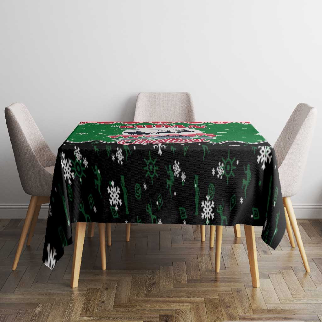 Sudan Christmas Tablecloth Red Green Black Xmas Santa Sleigh and Map - African Pride