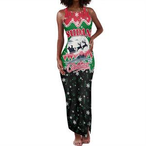 Sudan Christmas Tank Maxi Dress Red Green Black Xmas Santa Sleigh and Map - African Pride