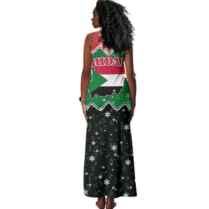 Sudan Christmas Tank Maxi Dress Red Green Black Xmas Santa Sleigh and Map - African Pride