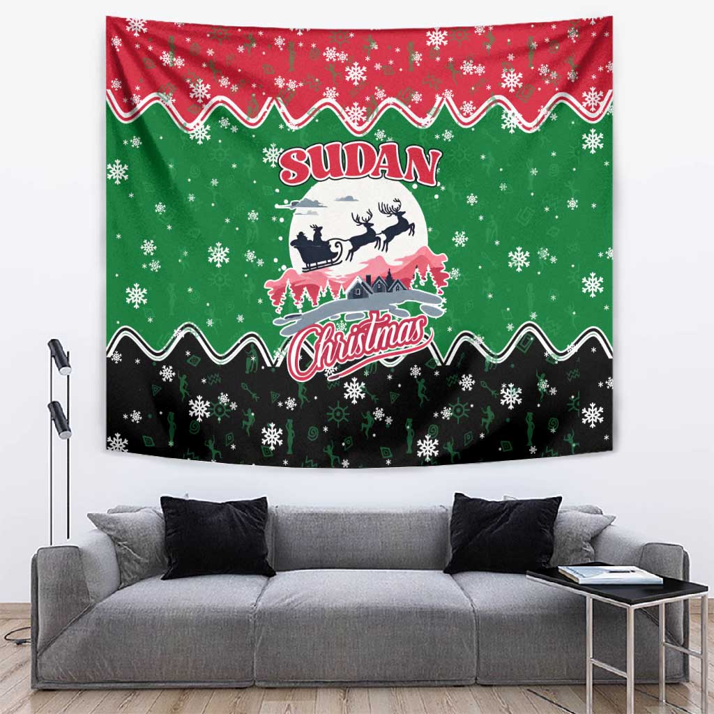 Sudan Christmas Tapestry Red Green Black Xmas Santa Sleigh and Map - African Pride