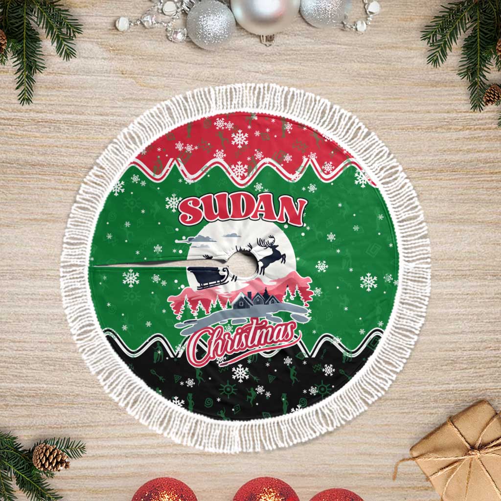Sudan Christmas Tree Skirt Red Green Black Xmas Santa Sleigh and Map - African Pride