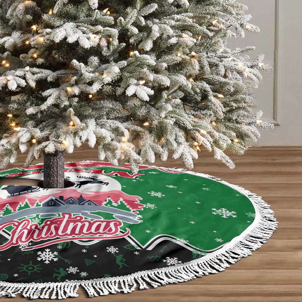Sudan Christmas Tree Skirt Red Green Black Xmas Santa Sleigh and Map - African Pride