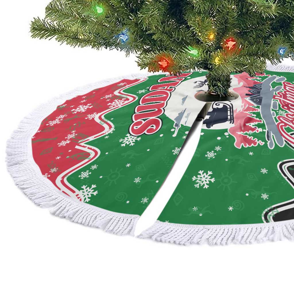 Sudan Christmas Tree Skirt Red Green Black Xmas Santa Sleigh and Map - African Pride
