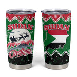 Sudan Christmas Tumbler Cup Red Green Black Xmas Santa Sleigh and Map - African Pride