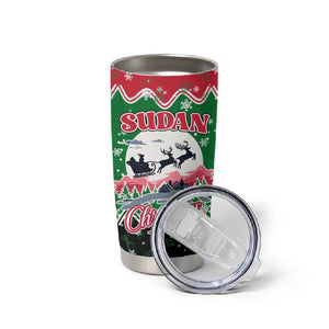 Sudan Christmas Tumbler Cup Red Green Black Xmas Santa Sleigh and Map - African Pride