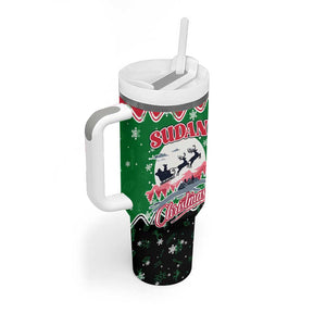 Sudan Christmas Tumbler With Handle Red Green Black Xmas Santa Sleigh and Map - African Pride