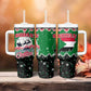 Sudan Christmas Tumbler With Handle Red Green Black Xmas Santa Sleigh and Map - African Pride