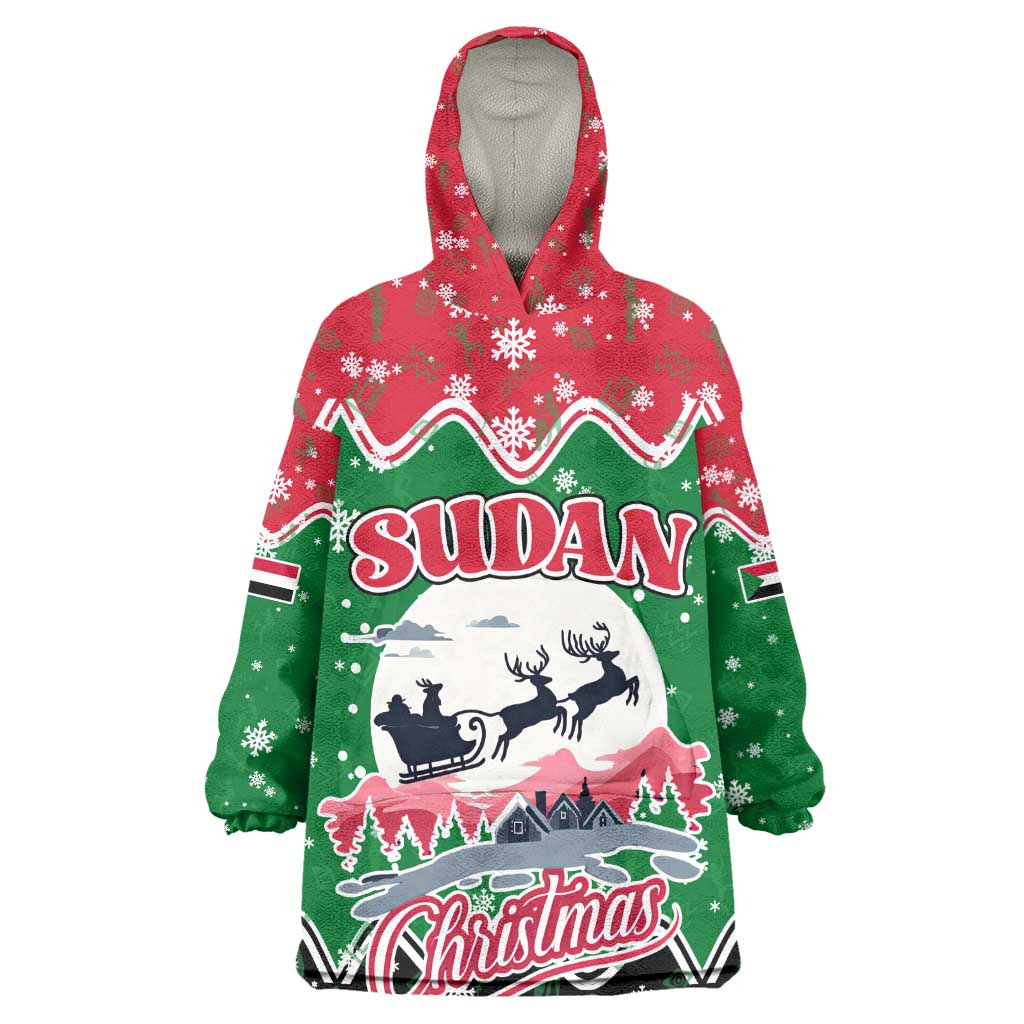 Sudan Christmas Wearable Blanket Hoodie Red Green Black Xmas Santa Sleigh and Map - African Pride