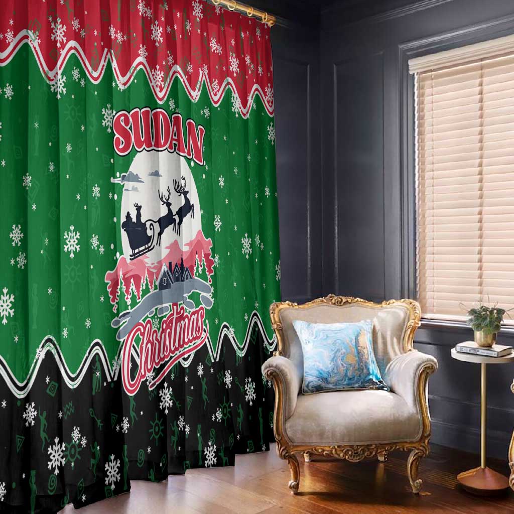 Sudan Christmas Window Curtain Red Green Black Xmas Santa Sleigh and Map - African Pride