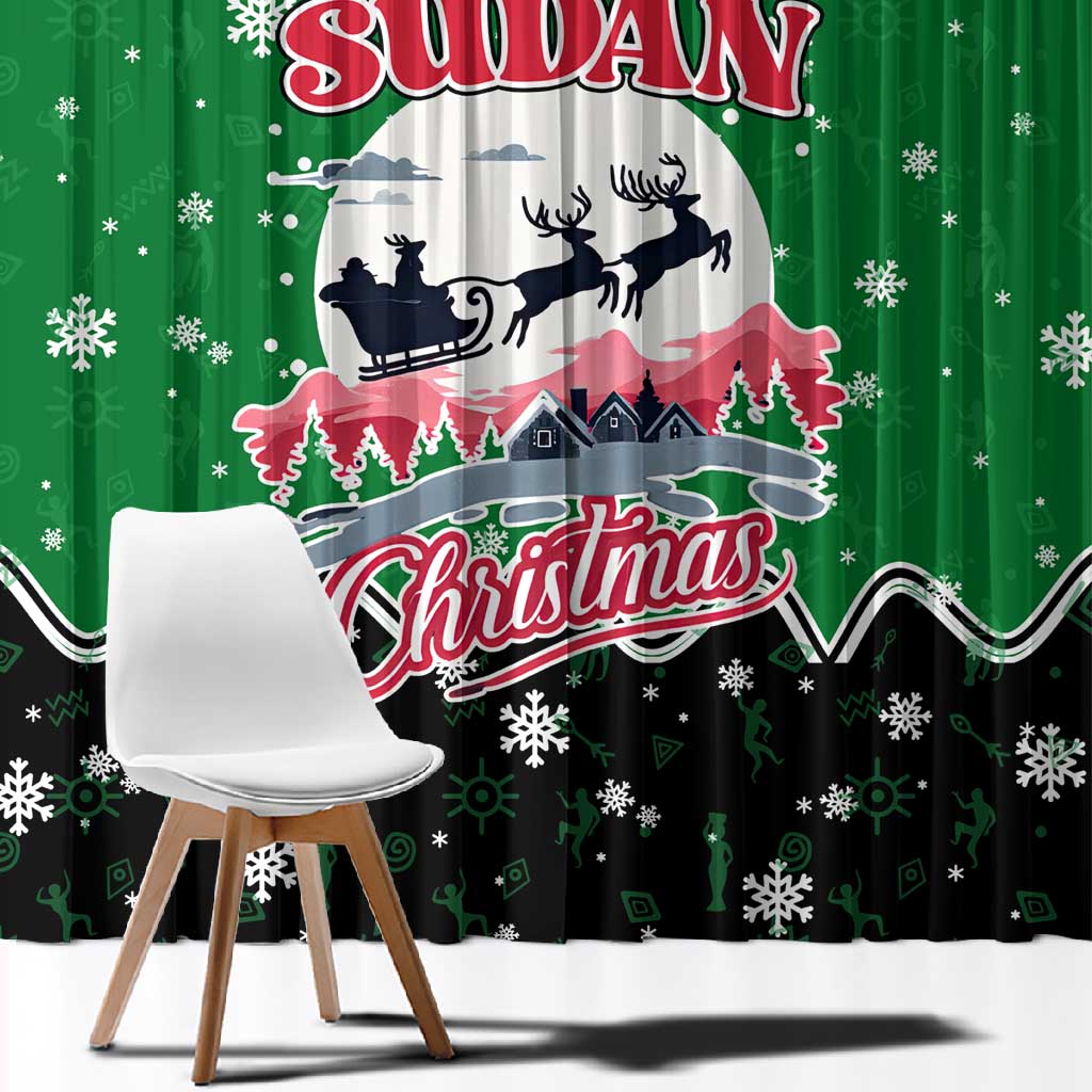 Sudan Christmas Window Curtain Red Green Black Xmas Santa Sleigh and Map - African Pride