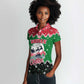 Sudan Christmas Women Polo Shirt Red Green Black Xmas Santa Sleigh and Map - African Pride