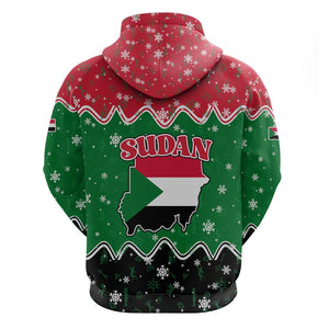 Sudan Christmas Zip Hoodie Red Green Black Xmas Santa Sleigh and Map - African Pride