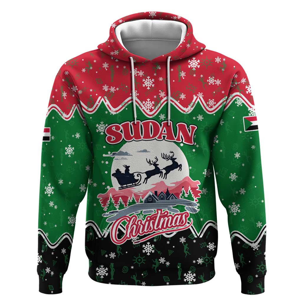 Sudan Christmas Zip Hoodie Red Green Black Xmas Santa Sleigh and Map - African Pride