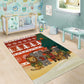 Zambia Christmas Area Rug African Animals Tree Snowflakes and National Emblem - African Pride