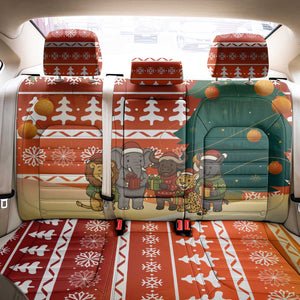 Zambia Christmas Back Car Seat Cover African Animals Tree Snowflakes and National Emblem - African Pride