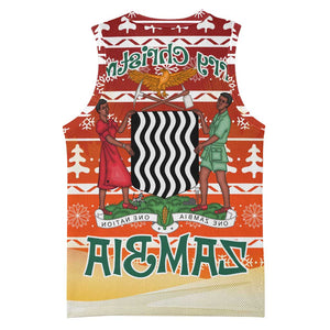 Zambia Christmas Basketball Jersey African Animals Tree Snowflakes and National Emblem - African Pride