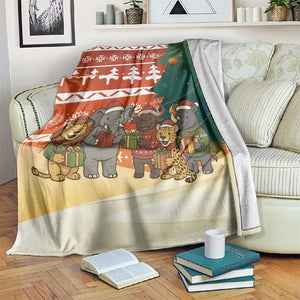 Zambia Christmas Blanket African Animals Tree Snowflakes and National Emblem - African Pride