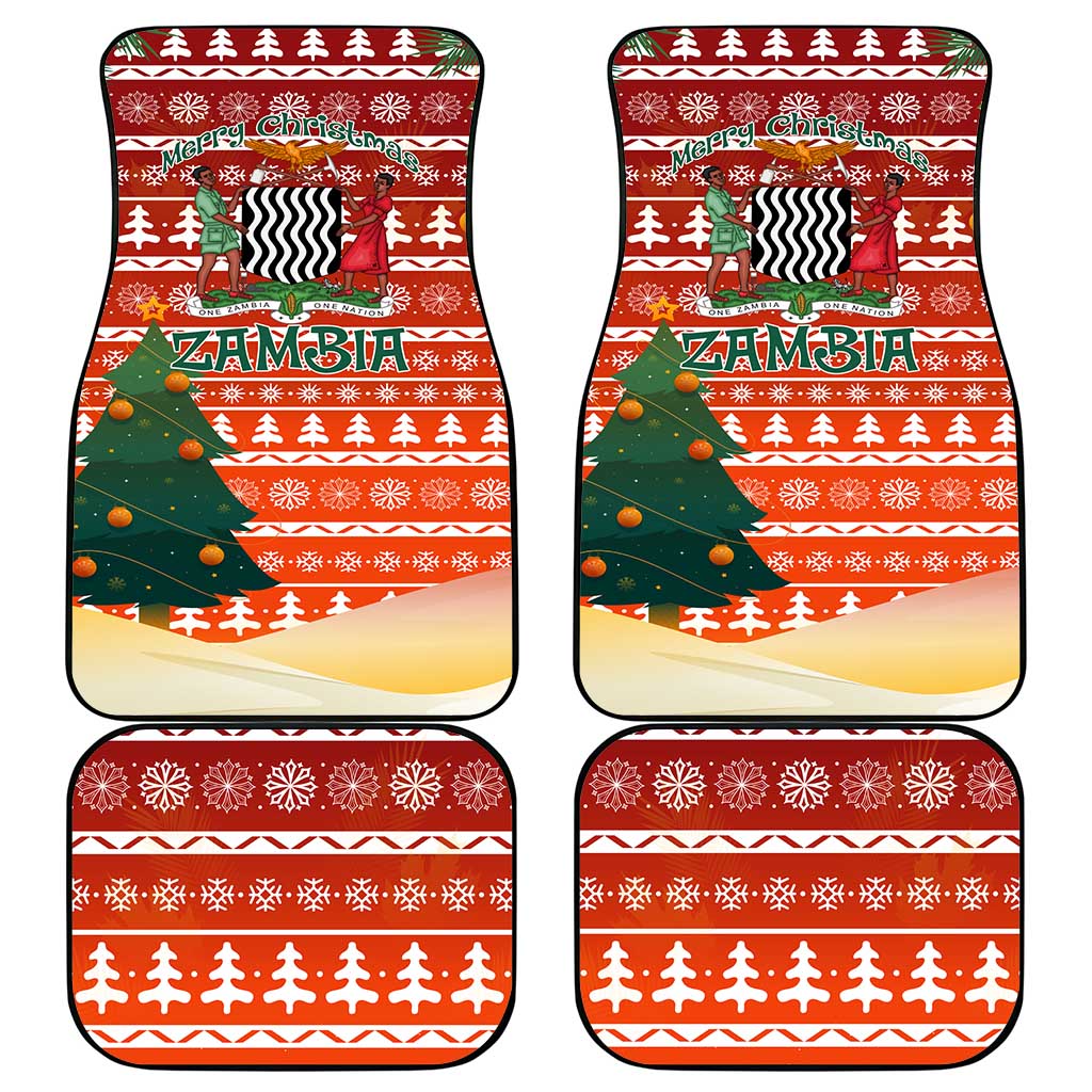 Zambia Christmas Car Mats African Animals Tree Snowflakes and National Emblem - African Pride