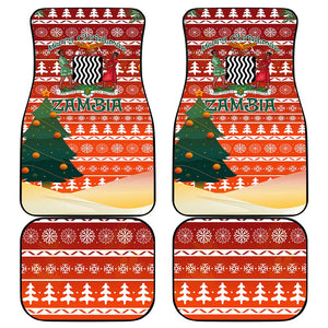 Zambia Christmas Car Mats African Animals Tree Snowflakes and National Emblem - African Pride