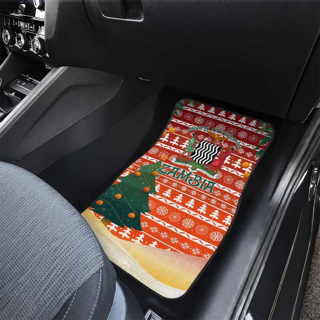 Zambia Christmas Car Mats African Animals Tree Snowflakes and National Emblem - African Pride
