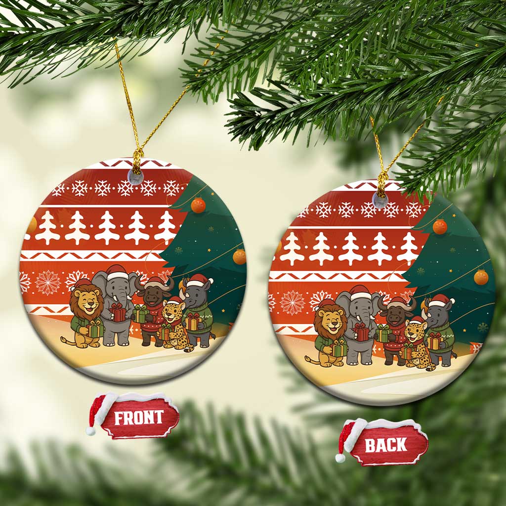Zambia Christmas Ceramic Ornament African Animals Tree Snowflakes and National Emblem - African Pride
