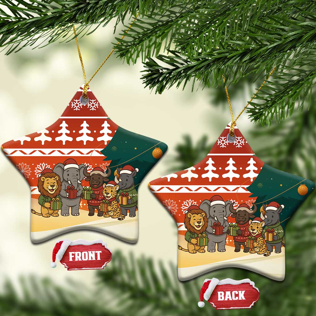 Zambia Christmas Ceramic Ornament African Animals Tree Snowflakes and National Emblem - African Pride