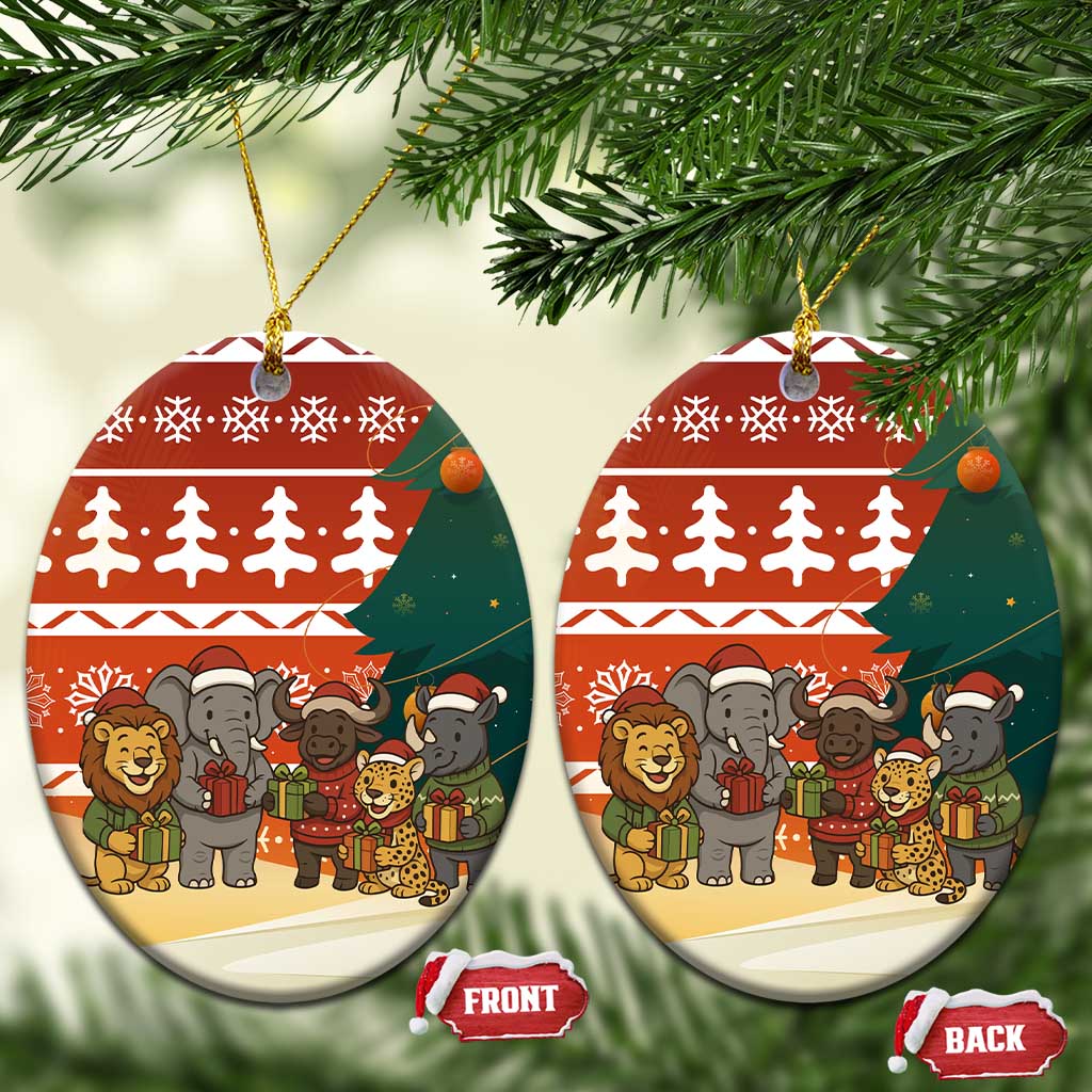Zambia Christmas Ceramic Ornament African Animals Tree Snowflakes and National Emblem - African Pride