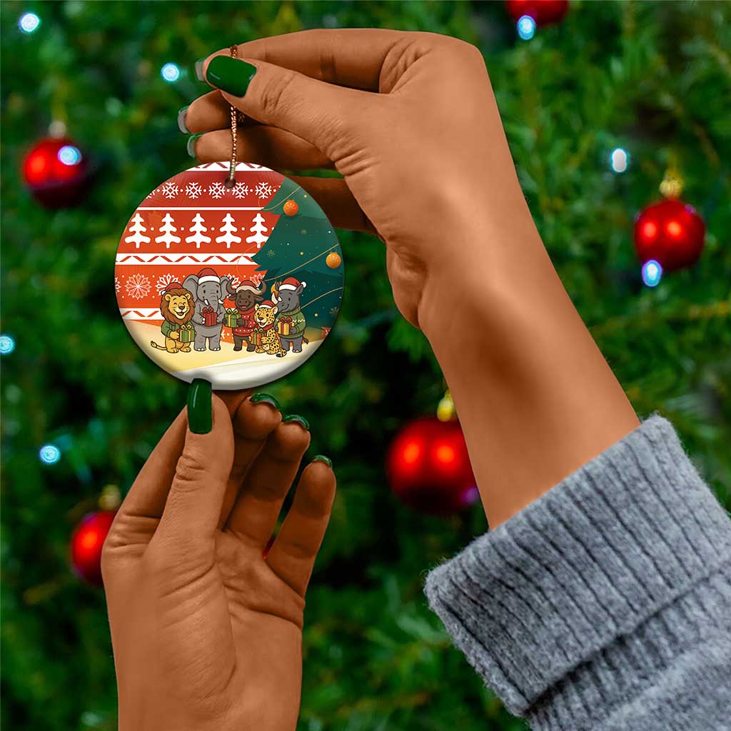 Zambia Christmas Ceramic Ornament African Animals Tree Snowflakes and National Emblem - African Pride