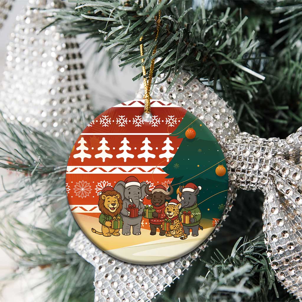Zambia Christmas Ceramic Ornament African Animals Tree Snowflakes and National Emblem - African Pride