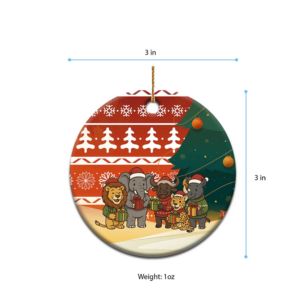 Zambia Christmas Ceramic Ornament African Animals Tree Snowflakes and National Emblem - African Pride