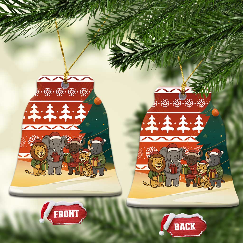 Zambia Christmas Ceramic Ornament African Animals Tree Snowflakes and National Emblem - African Pride