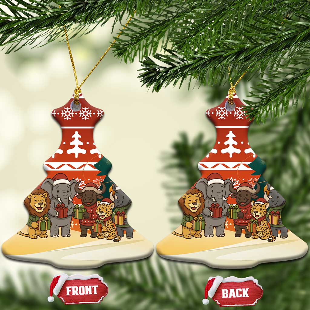Zambia Christmas Ceramic Ornament African Animals Tree Snowflakes and National Emblem - African Pride