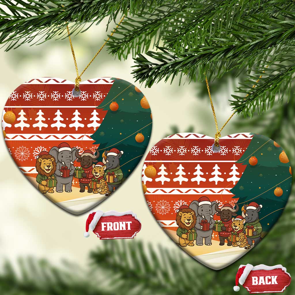 Zambia Christmas Ceramic Ornament African Animals Tree Snowflakes and National Emblem - African Pride