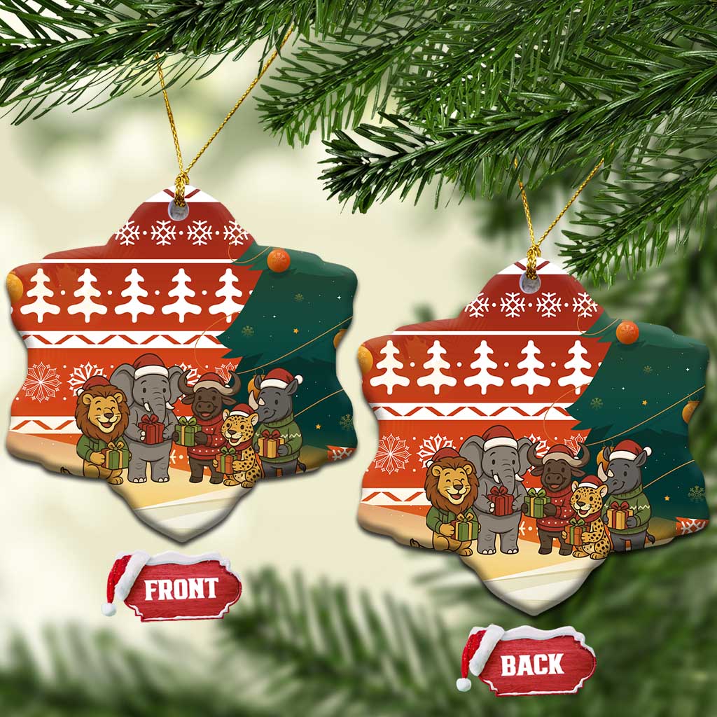 Zambia Christmas Ceramic Ornament African Animals Tree Snowflakes and National Emblem - African Pride