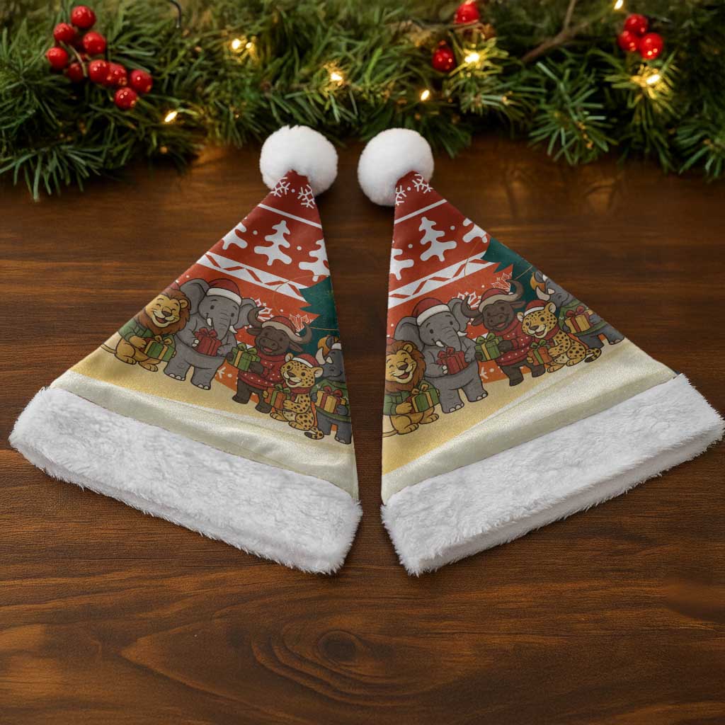 Zambia Christmas Santa Hat African Animals Tree Snowflakes and National Emblem - African Pride